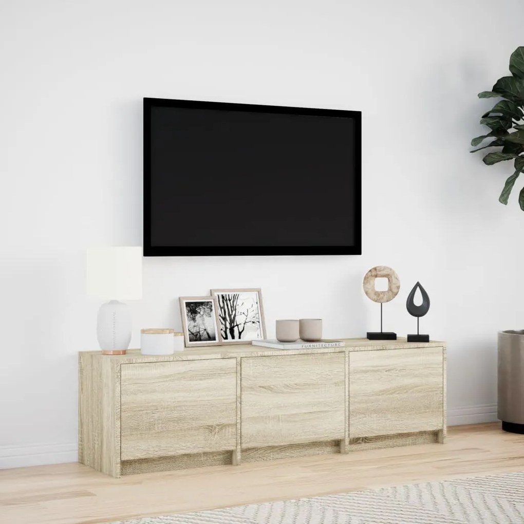 Έπιπλο Τηλεόρασης με LED Sonoma Δρυς 140x34x40 εκ. Επεξ. Ξύλο - Καφέ