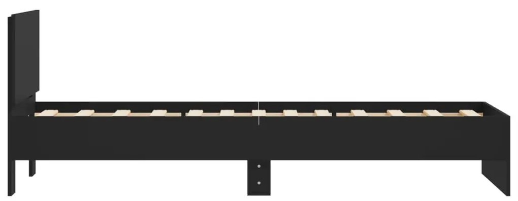 Πλαίσιο Κρεβατιού με Κεφαλάρι Μαύρο 90x190 εκ. Επεξ. Ξύλο - Μαύρο