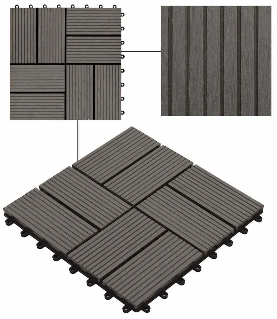 vidaXL Πλακάκια Deck 22 τεμ. Σκούρο Καφέ 30 x 30 εκ. 2 μ² από WPC