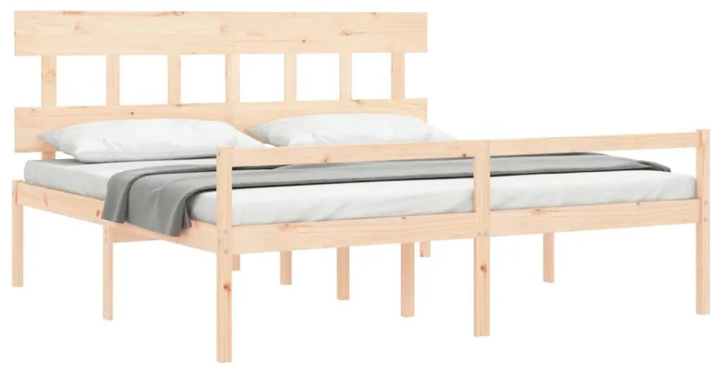 vidaXL Κρεβάτι Ηλικιωμένου με Κεφαλάρι Μασίφ Ξύλο Super King Size