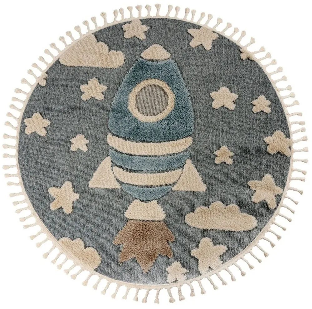 Χαλί Fano 391 Space Blue-Beige Obsession 133X133cm Round