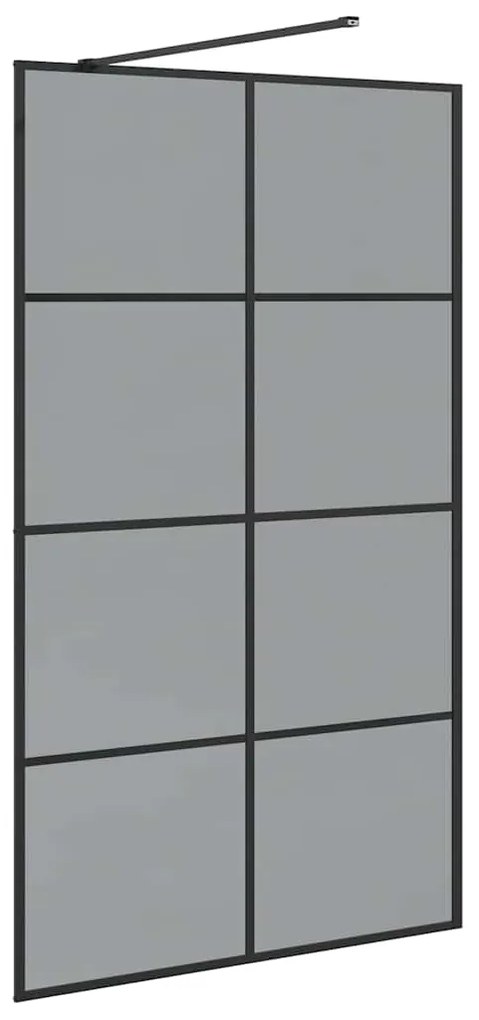 vidaXL Τοίχος Ντους Walk-in Μαύρο 115 x 195 cm σκληρυμένο γυαλί