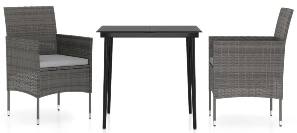 vidaXL Σετ Τραπεζαρίας Κήπου 5 τεμ. Γκρι / Μαύρο με Μαξιλάρια