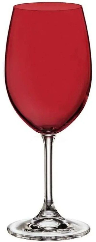 Ποτήρια Κρασιού Κολωνάτα Sylvia (Σετ 6Τμχ) CTB4S4157235 350ml Red Από Κρύσταλλο Βοημίας Crystal