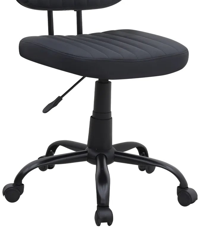 Καρέκλα γραφείου Romano Megapap από τεχνόδερμα χρώμα μαύρο 46x53x79/86εκ.