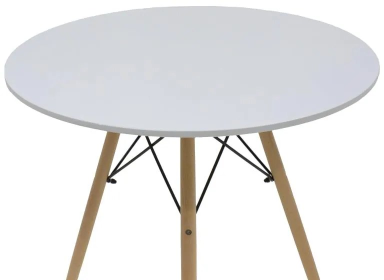 Σετ Τραπεζαρίας Julita-Noor 5 τεμ. MDF Λευκό - Μπεζ ύφασμα Φ80x73εκ. 80x80x73 εκ.