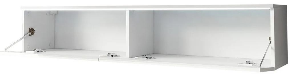 Τραπέζι Tv Sarasota 120, Γυαλιστερό λευκό, Άσπρο, Ο αριθμός των θυρών: 2, 140x30x33cm, 22 kg | Epipla1.gr