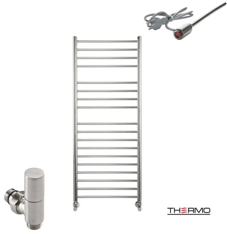 Thermo BELLAVIA Θερμαινόμενη πετσετοκρεμάστρα από ανοξείδωτο χάλυβα με ηλεκτρική λειτουργία, 120x50cm Inox Brushed