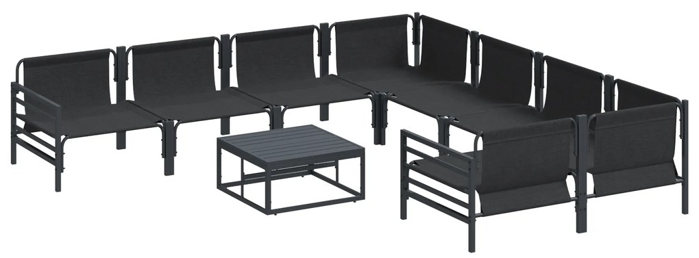 vidaXL Σετ Καναπέ Κήπου 9 pcs Ανθρακί Ατσάλι