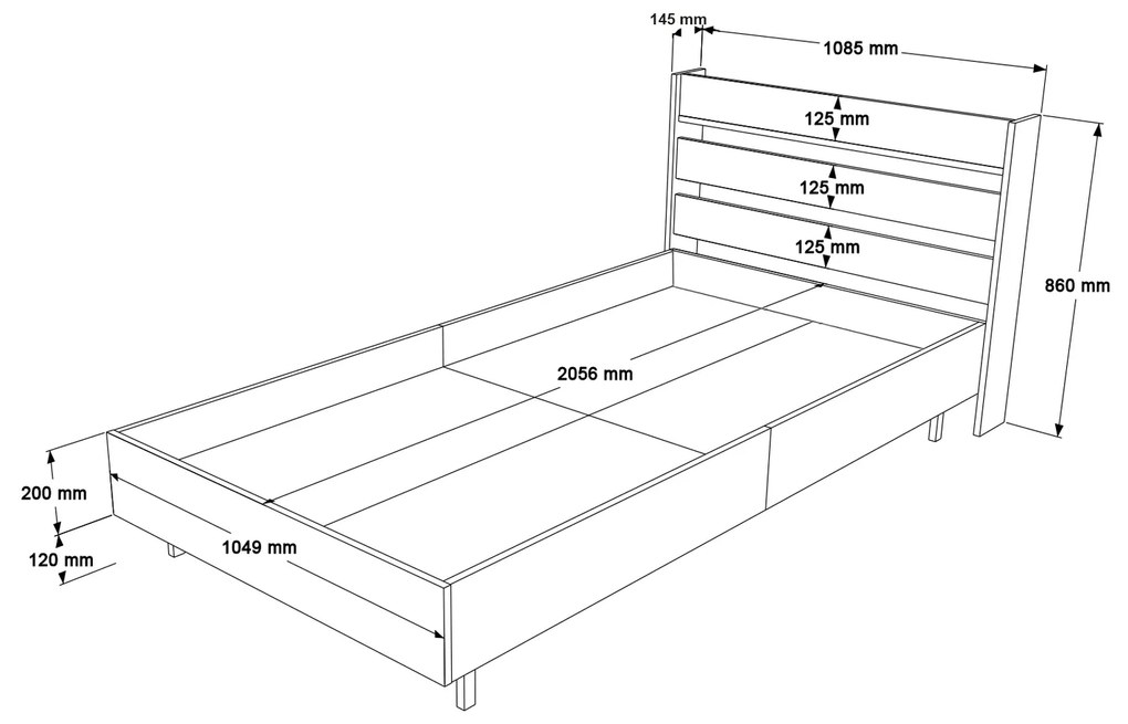 Κρεβάτι ArteLibre SUFFOLK Φυσικό Μοριοσανίδα/Μέταλλο 108.5x205.6x86cm - 15350016