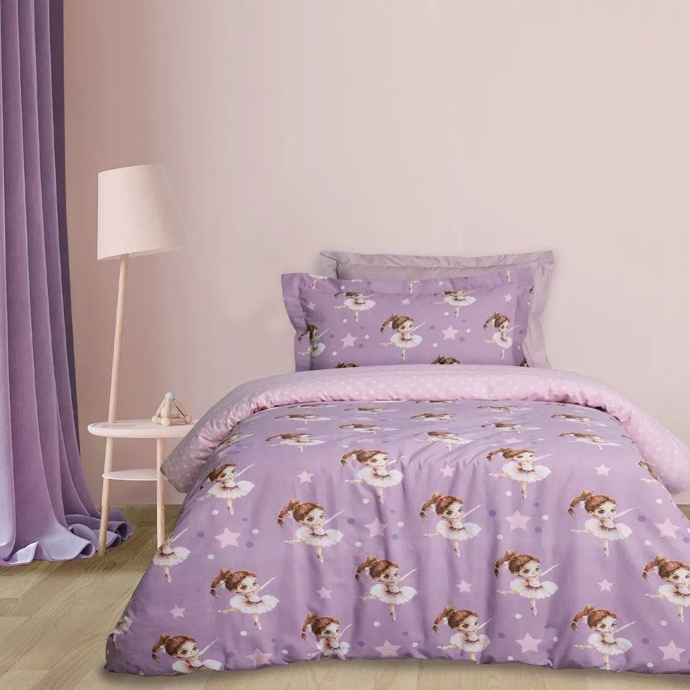 Σεντόνια Παιδικά 4972 (Σετ 3τμχ) Pink-Purple Das Home Μονό 170x260cm 100% Βαμβάκι