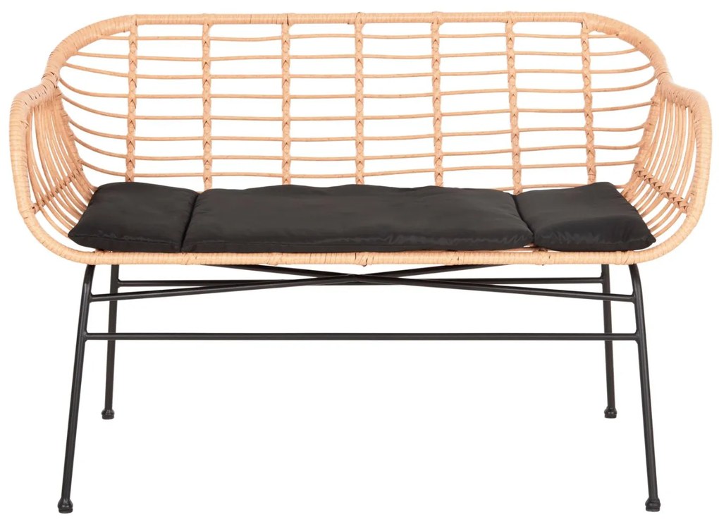 ΚΑΝΑΠΕΣ ALLEGRA  ΜΑΥΡΟ ΜΕΤΑΛΛΟ-ΜΠΕΖ ΣΥΝΘ.RATTAN 120x62x80Υεκ.