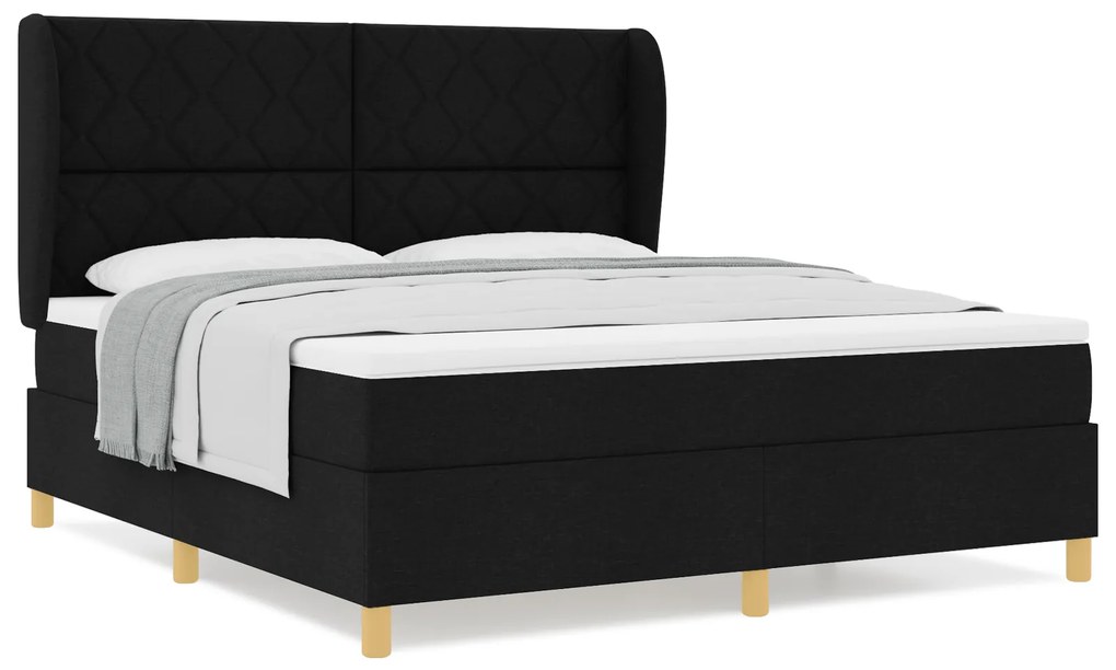 vidaXL Κλίνη με Ματράζ Μαύρη 180x200 εκ. Υφάσματος