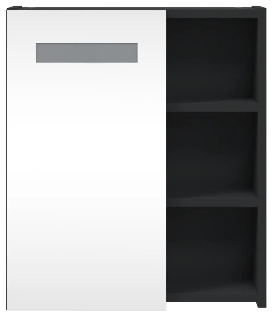 vidaXL Καθρέφτης Μπάνιου με Ντουλάπι &amp; LED Μαύρο 45 x 13 x 52 εκ.