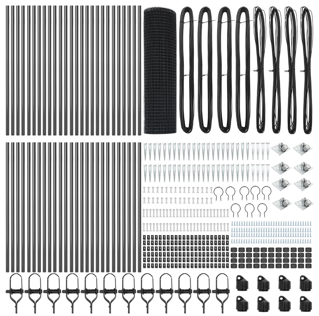 vidaXL Φράχτης Welded Wire με 13 Σπινθόγκονα Γκρι 0.8x100 μ Χάλυβα