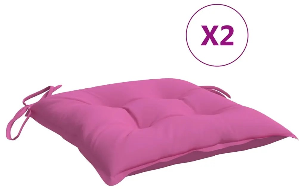 vidaXL Μαξιλάρια Καρέκλας 2 τεμ. Ροζ 40 x 40 x 7 εκ. Υφασμάτινα