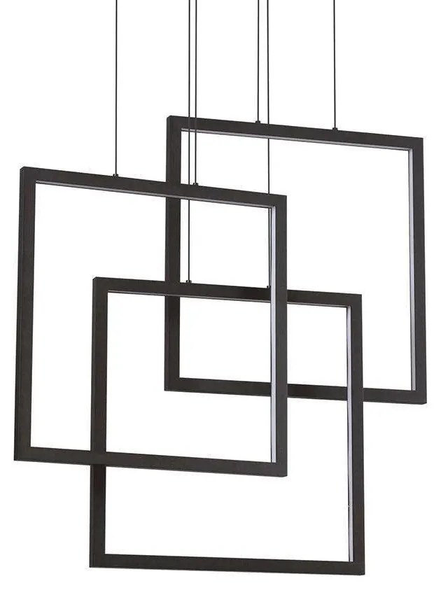 Φωτιστικό Οροφής Frame Quadrato 269375 73x85/145x18cm LED 80W 3000K Black Ideal Lux