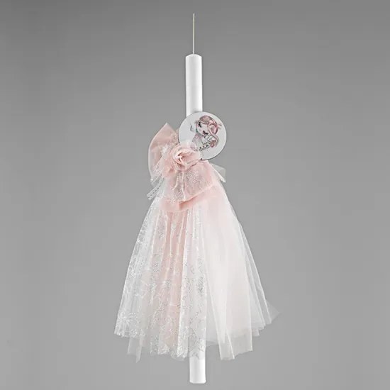 Λαμπάδα βάπτισης μπαλαρίνα με tutu
