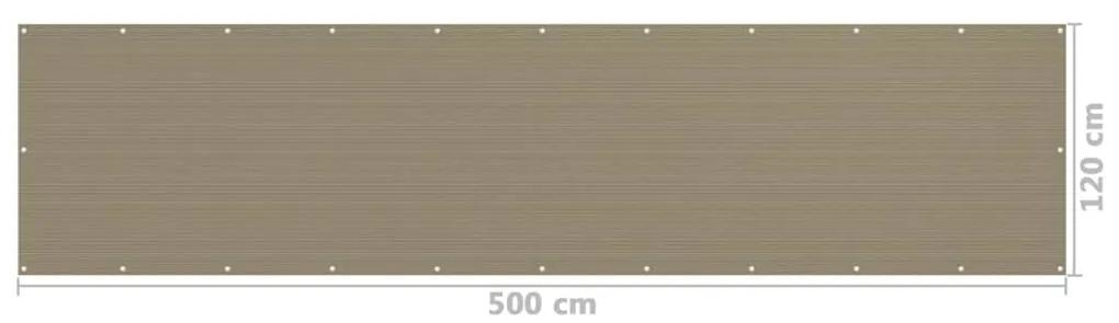 vidaXL Διαχωριστικό Βεράντας Taupe 120 x 500 εκ. από HDPE