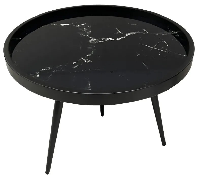 MARM COFFEE TABLE ΜΑΥΡΟ ΜΕ PATTERN ΜΑΥΡΟ 60x60x45