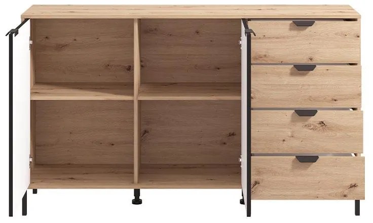 Κομότα - Μπουφές Vandea 3K4F Artisan Oak - Μαύρο Ματ 157x40x93 εκ. 157x40x93 εκ.