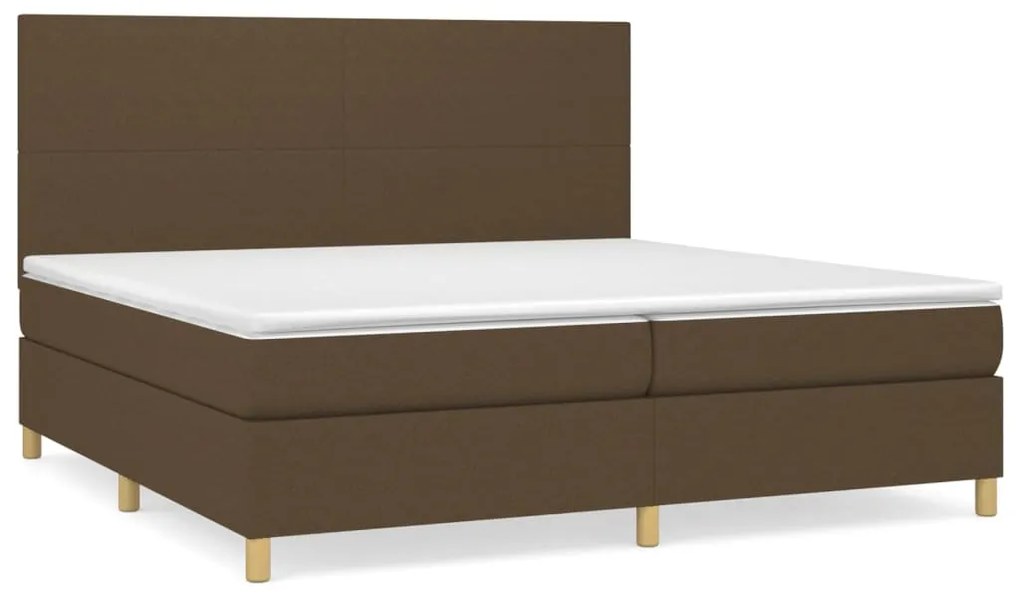 Κρεβάτι Boxspring με Στρώμα Σκούρο Καφέ 200x200 εκ. Υφασμάτινο - Καφέ