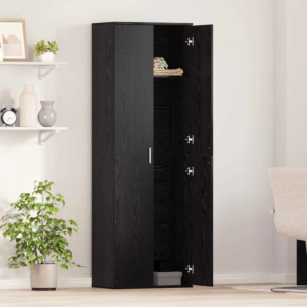 vidaXL Highboard Μαύρη δρυς 60 x 35 x 180 εκατοστά Επεξεργασμένο ξύλο