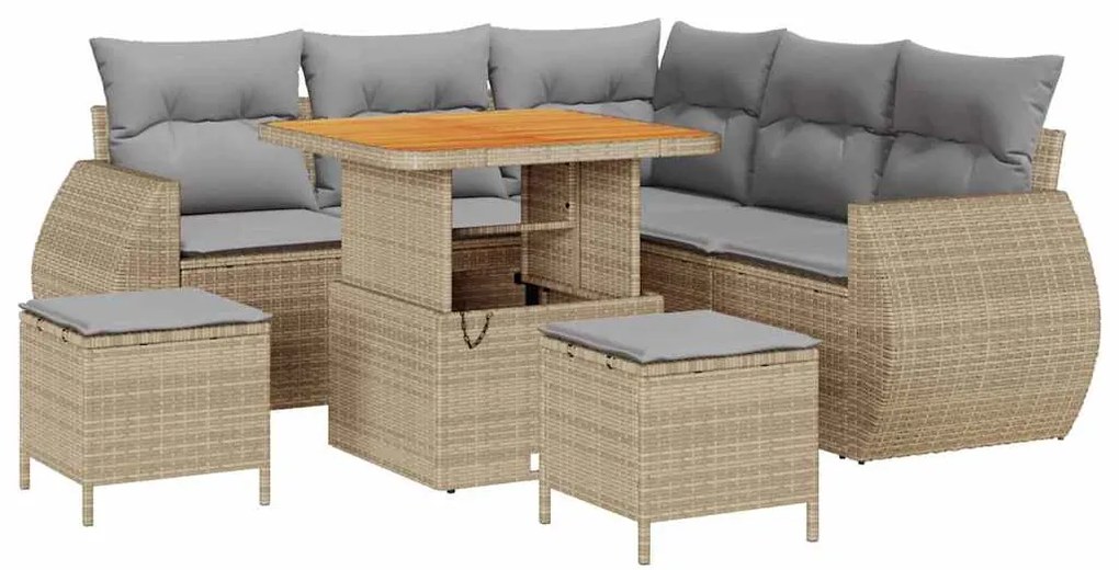 vidaXL Σετ Καναπέ Κήπου 8 pcs Μπεζ συνθετικό ρατάν