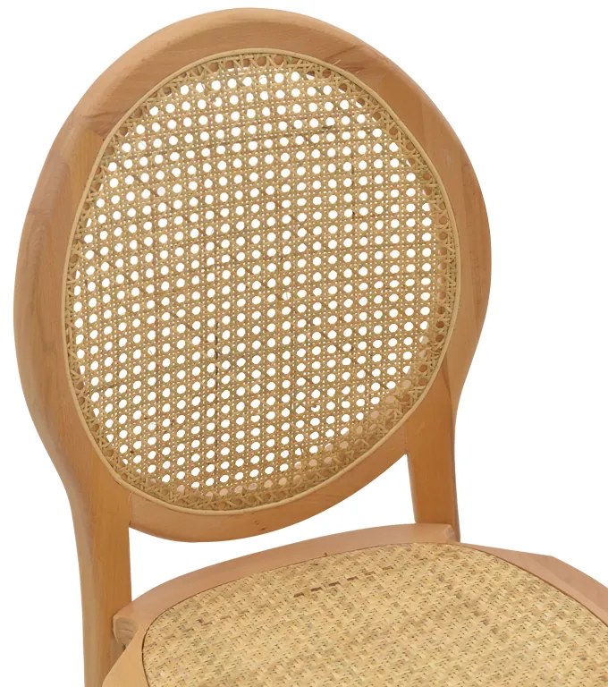 Καρέκλα Camil pakoworld φυσικό ξύλο οξιάς-φυσικό rattan 45x50x94εκ