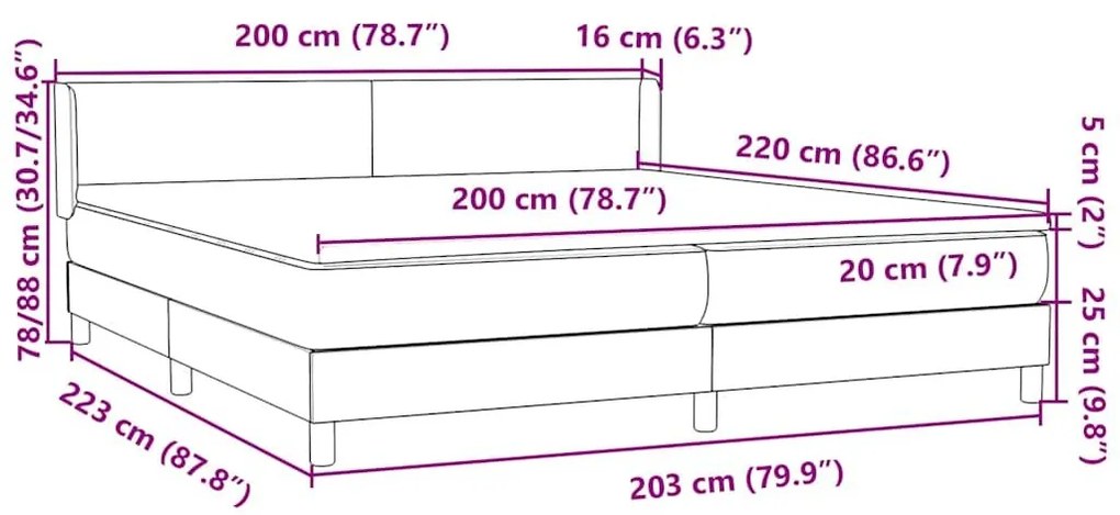 Box Spring κρεβάτι με στρώμα σκούρο μπλε 200x220 cm Βελούδινο - Μπλε