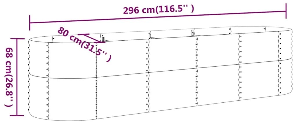 vidaXL Ζαρντινιέρα Ανθρακί 296x80x68 εκ Ατσάλι με Ηλεκτρ. Βαφή Πούδρας