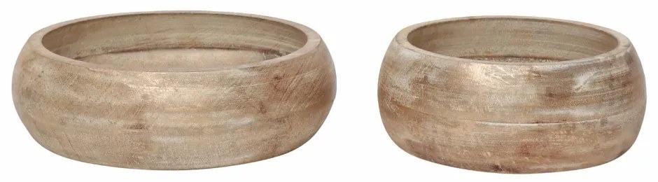 MUISA ΜΠΩΛ ΞΥΛΟ MANGO ΧΡΥΣΟ BRASS WHITE WASHED D20xH6cm - 023746 - 023746