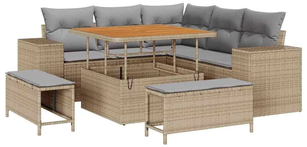 vidaXL Σετ Καναπέ Κήπου 8 pcs Μπεζ συνθετικό ρατάν