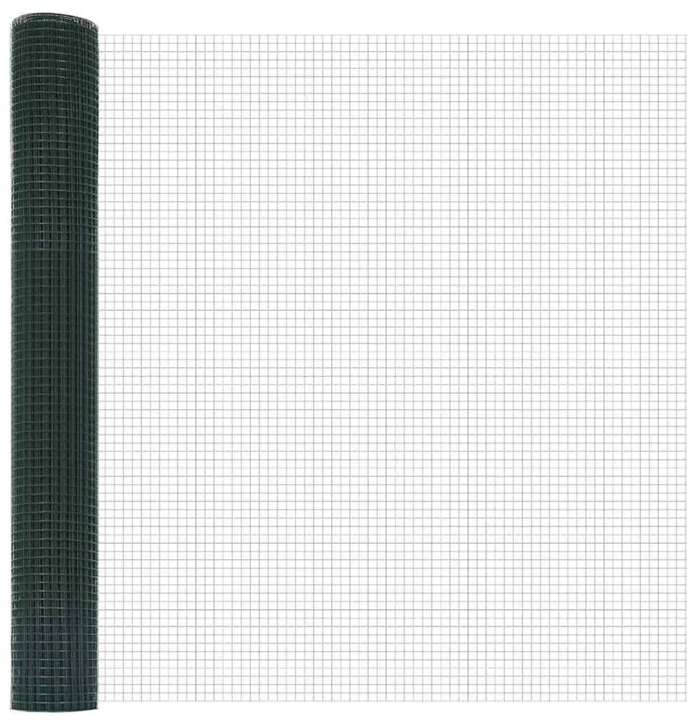 vidaXL Φράκτης με Στυλό Πράσινο 10 x 1 μ (25 x 25 χλστ. πλέγμα)