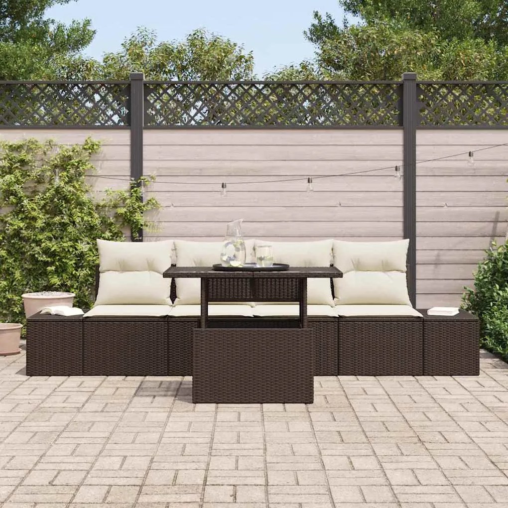 vidaXL Σετ Καναπέ Κήπου 5 pcs Καφέ και κρεμ 100 x 55 x 73 εκ