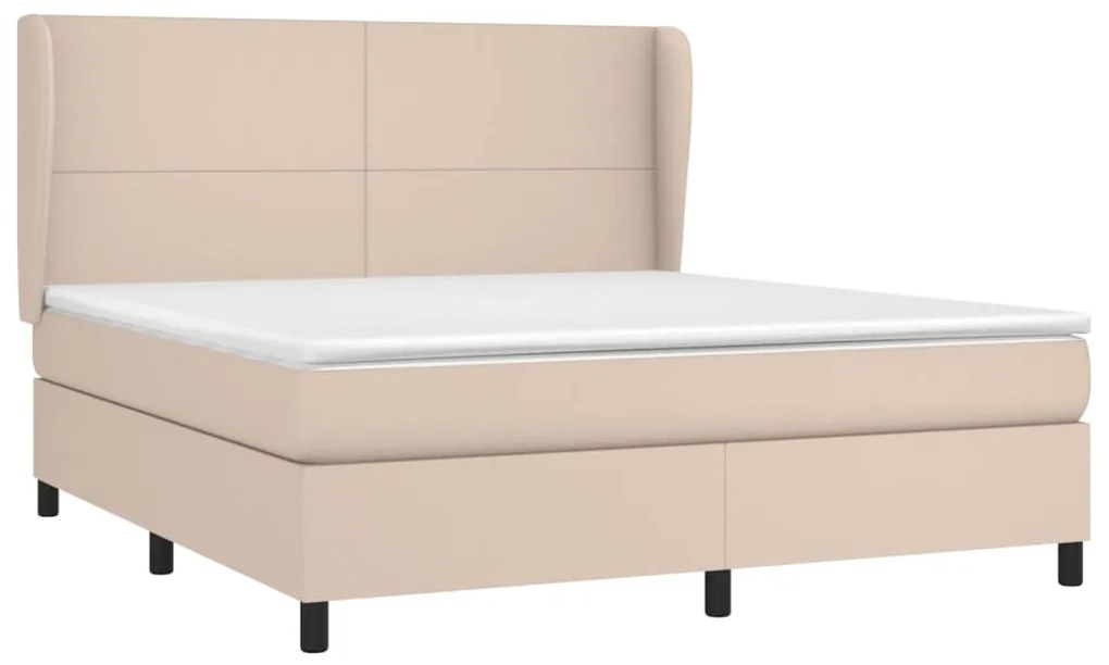 vidaXL Κρεβάτι Boxspring με Στρώμα Καπουτσίνο 160x200εκ.από Συνθ.Δέρμα