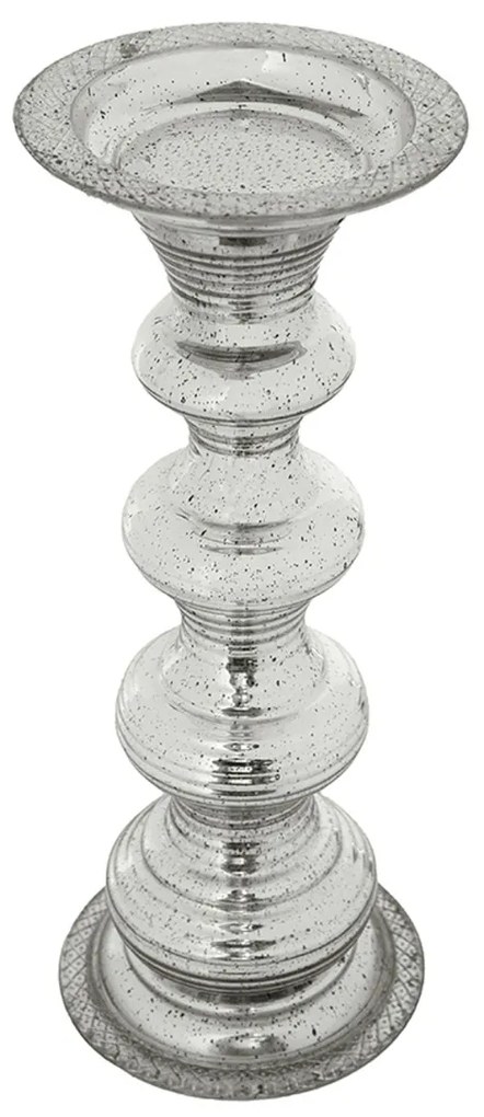 Artekko Pillar Ασημί Αντικέ Γυάλινο Κηροπήγιο (15.6x15.6x37.5)cm Artekko 77255