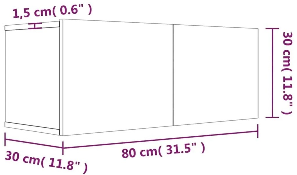 Έπιπλο Τηλεόρασης Καπνιστή Δρυς 80x30x30 εκ. Επεξεργασμένο Ξύλο - Καφέ