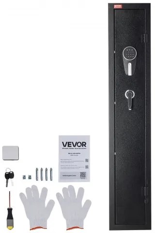 VEVOR Gun Safe, Heavy Duty Cold-Rolled Steel Fireproof Rifle Cabinet with Digital Keypad &amp; Key, Large Long Gun Cabinet with Magazine and LED Lighting, Adjustable Racks for Rifles, Pistols, Shotgun