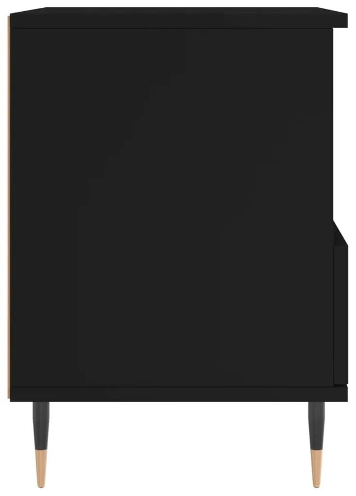 Κομοδίνα 2 τεμ. Μαύρα 40 x 35 x 50 εκ. από Επεξεργασμένο Ξύλο - Μαύρο