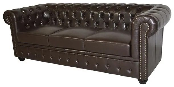 ΚΑΝΑΠΕΣ 3ΘΕΣΙΟΣ T.CHESTERFIELD HM3009.01 ΤΕΧΝΟΔΕΡΜΑ ΣΚΟΥΡΟ ΚΑΦΕ 208x90x73Υ εκ. - HM3009.01