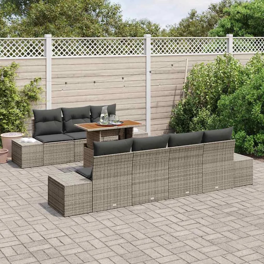 vidaXL Σέτ φαγητού για κήπο 8 pcs Γκρι, Καφέ 100 x 55 x 73 εκ