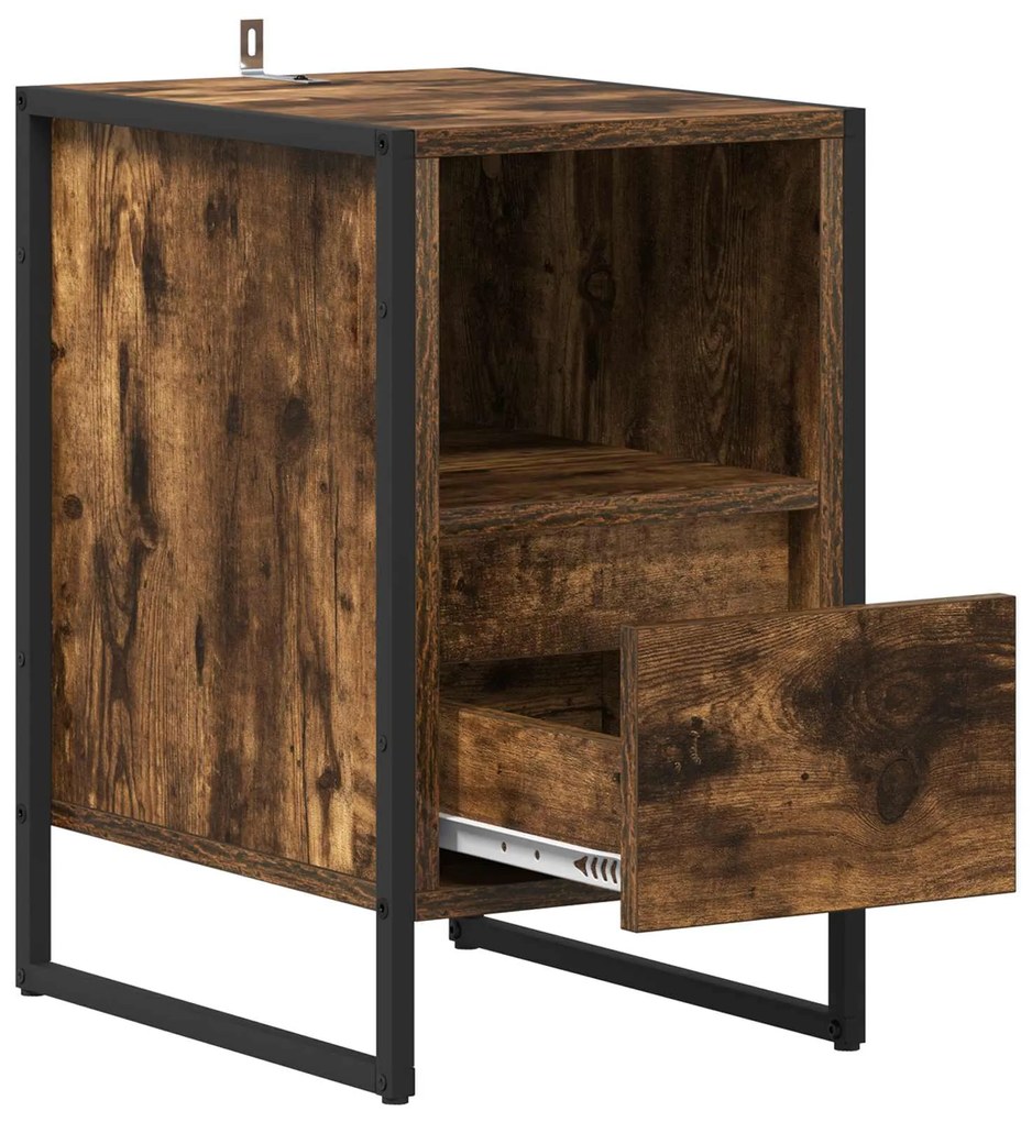 vidaXL Κομοδίνο Καπνιστό Δρύς 39,5 x 30 x 50 εκ Επεξεργασμένο ξύλο