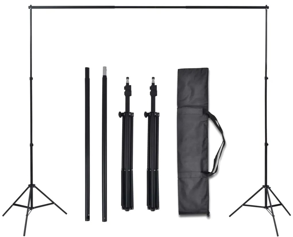 vidaXL Κιτ Στούντιο με 3 Βαμβακερά Φόντα και Ρυθμιζόμενη Βάση 3 x 5 μ.