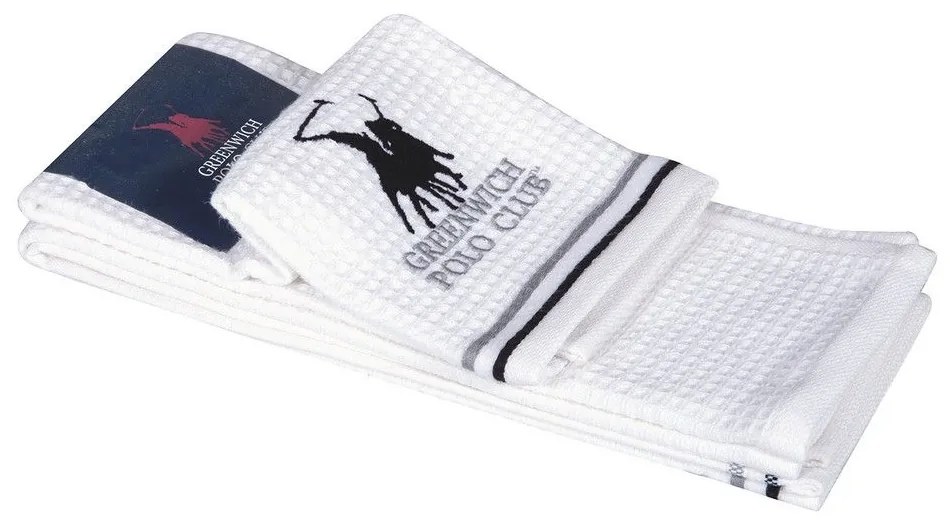 Πετσέτες Κουζίνας 2804 (Σετ 2τμχ) White-Grey Greenwich Polo Club 40x60cm 100% Βαμβάκι