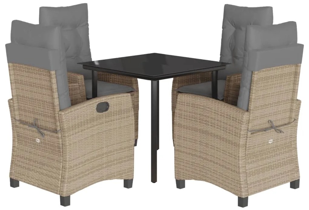 vidaXL Σετ Τραπεζαρίας Κήπου 5 τεμ. Μικτό Μπεζ Συνθ. Ρατάν &amp; Μαξιλάρια