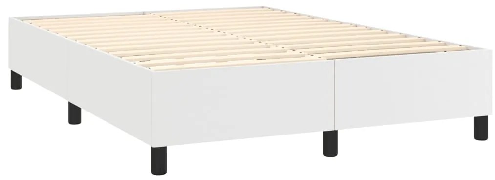 vidaXL Κρεβάτι Boxspring με Στρώμα Λευκό 140x200εκ.από Συνθετικό Δέρμα