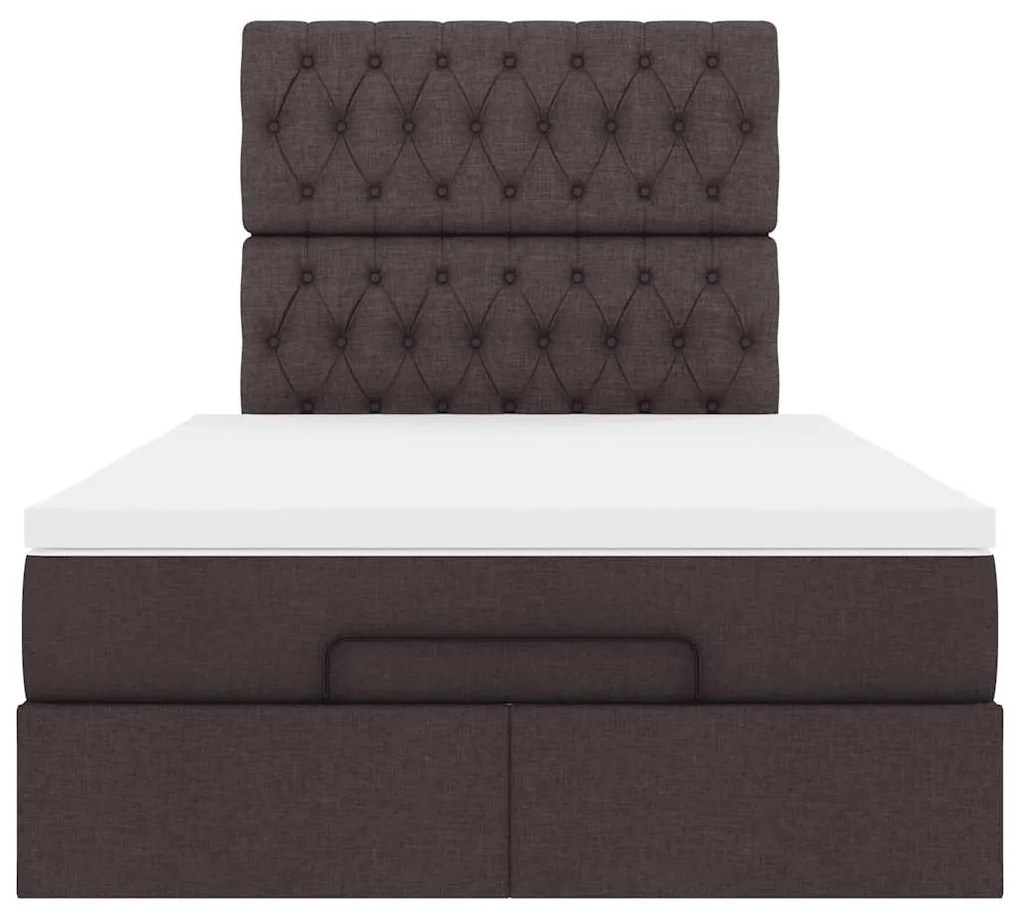 vidaXL Ottoman Κρεβάτι με Στρώμα Σκούρο Καφέ 120x200cm Ύφασμα