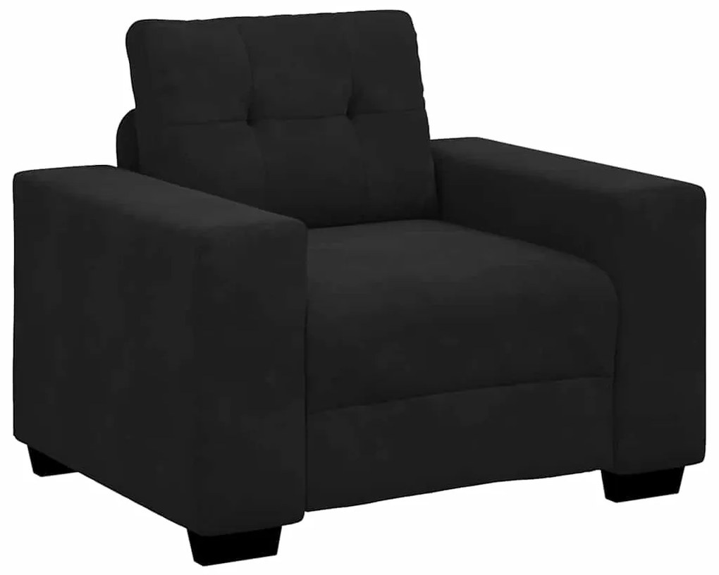 vidaXL Καναπές 3 pcs Μαύρο Ύφασμα μείγματος λινών