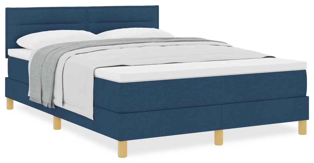 vidaXL Κρεβάτι με Στρώμα Μπλε 140x190 cm Ύφασμα